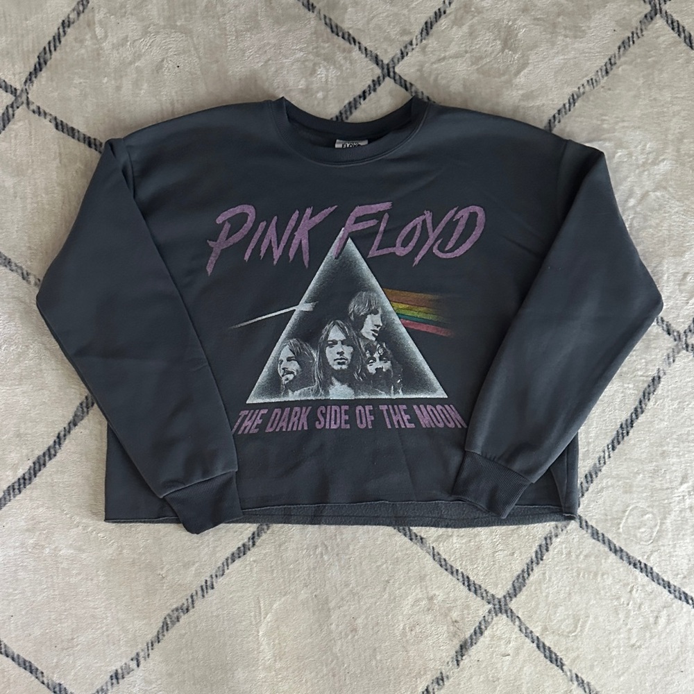 Pink Floyd Women's Crew Neck Cropped Sweater - Black and Purple